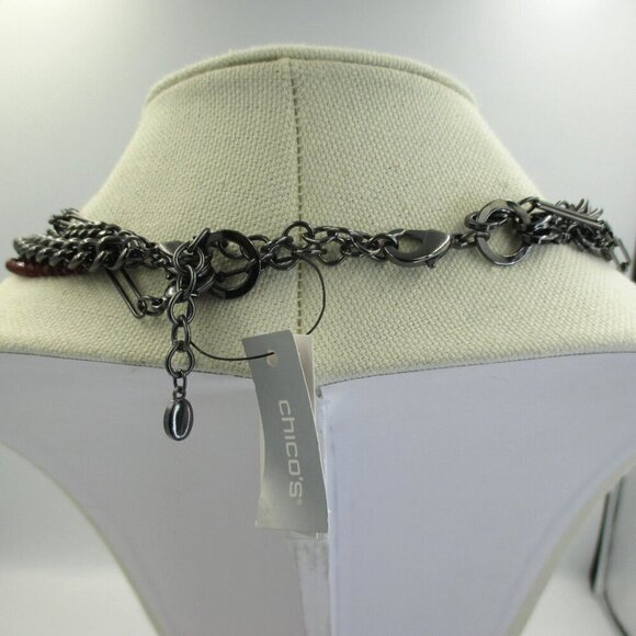 Chico's Red Multistrand Mixed Metal Upscale Short Necklace NWT - Picture 6 of 8